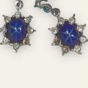 Vintage Blue & Silver Tone Earrings